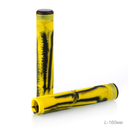 Грипсы для трюкового самоката, 160мм, 2 шт, желтые + 2 заглушки. Материал: TPE / SG-160TPE-Y / уп 10