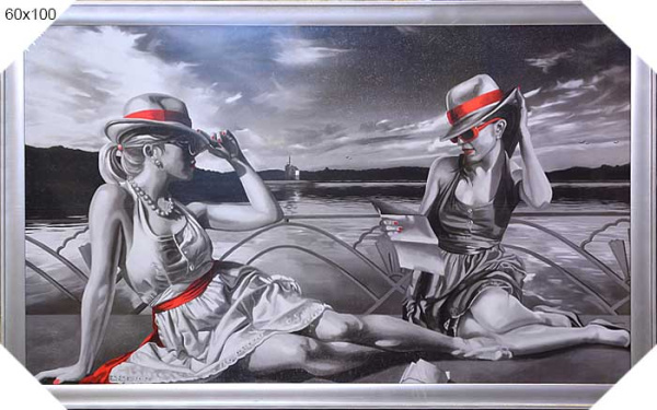 Репродукция картины 60х100 Дамы в шляпе / К759 /4100B-147A/