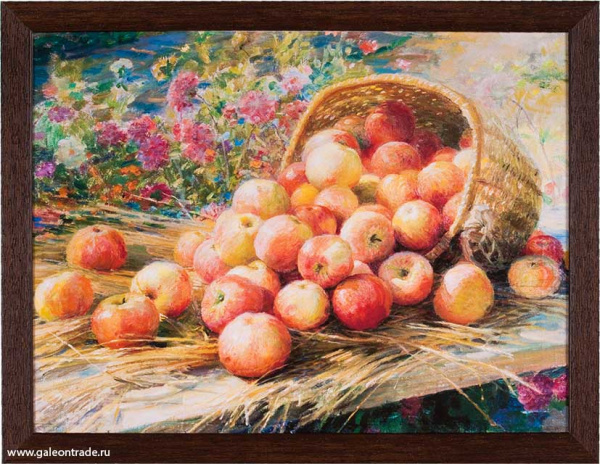 Репродукция картины 30х40 Алма-атинские яблоки. 1937/Сычков Ф В/10044-4/  Мордовский Республиканский
