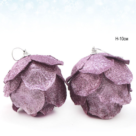 Елочный шар 2 штуки 10 см фиолетовый АКЦИЯ / CQ1326/10 /уп.120/