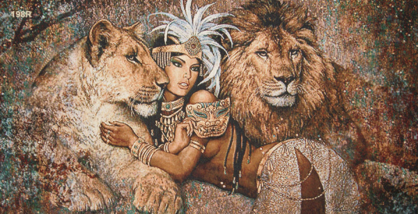 Гобелен полотно 60*120 R198 Повелительница львов