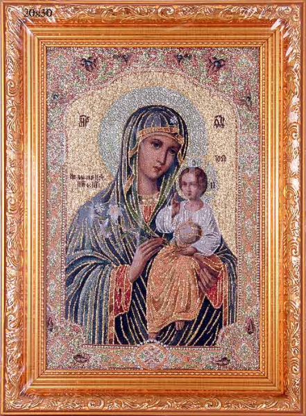 Икона-гобелен 20*30  N101 Богородица неувядаемый цвет/10018-1/пл