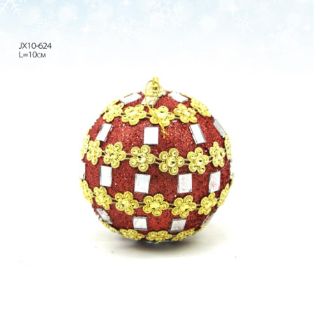 Новогодний шар красный  10 см/ JX10-624 /уп.144/