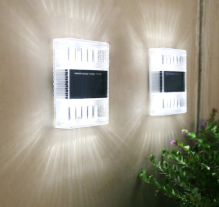 Светильник садовый настенный на солнечной батарее 10х7х2,5 см / PM-035 /уп 144