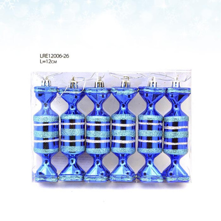 Елочные украшения  Конфеты 6 штук 12 см / LRE12006-26#122 /уп 180/синий