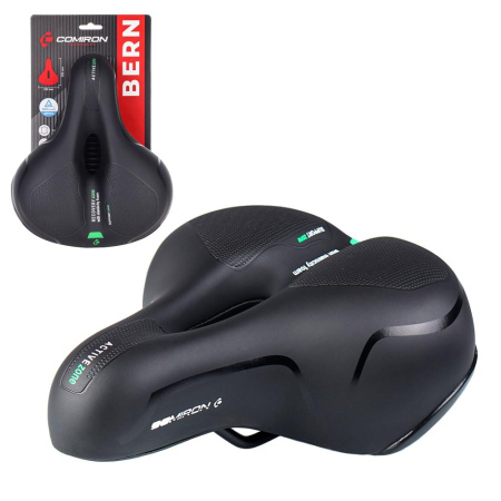 Седло велосипедное комфортное COMIRON BERN N669A 255x210, Технологии: ED, Эластомер, Верх: PU с прес
