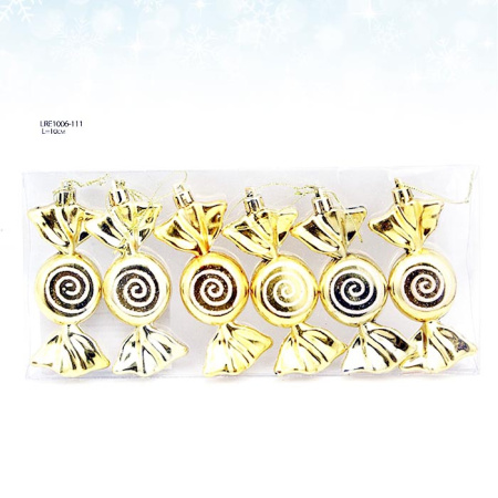 Елочные украшения Конфеты 6 штук / LRE1006-111#125 /уп 200/золото
