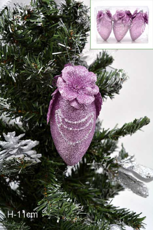 Набор новогодних украшений 3 шт. CQ1317/11 11 см /уп.120/фиолетов.