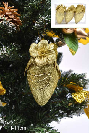 Набор новогодних украшений 3 шт. CQ1317/11 11 см /уп.120/золотой