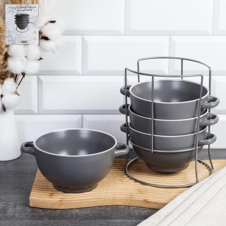 Супница с ручками 4 штуки на подставке / BLS4/1900 /уп 6/