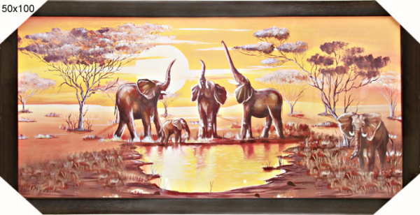Репродукция картины 50х100 Африканские слоны / RA13 /4701C1-025Х/