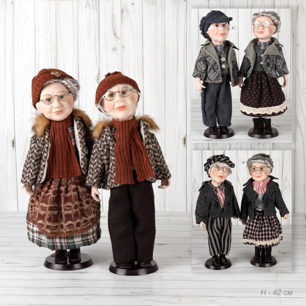 Кукла коллекционная 2 штуки Бабушка и Дедушка 42 см / 16196 /уп 12/