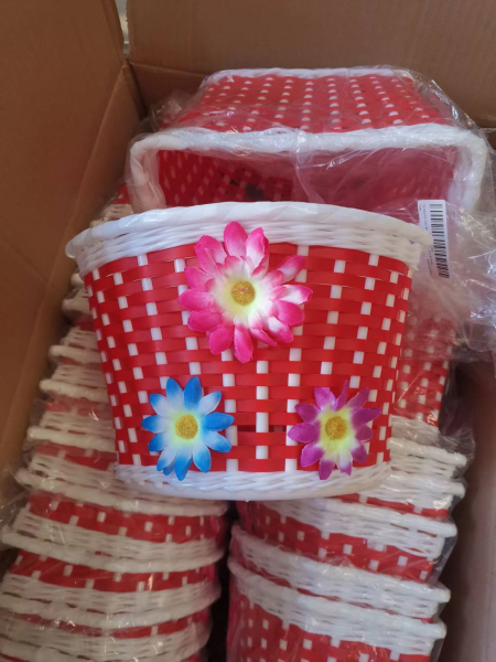 Корзинка для детского велосипеда плетёная. Красная 600  / BCHByR / уп 100