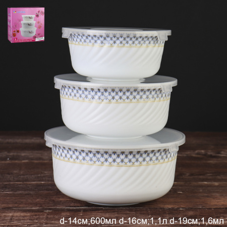 Салатник с крышкой 3 предмета / O3020/3-KH386/S /уп 12/ (50)