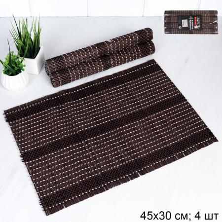 Салфетка для стола Бамбук 30х45 см 4 штуки / BGT-101 /уп 60/ темно-коричневая