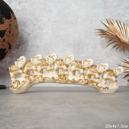 Статуэтка Слоны на бивне L-20 см / 7039 /уп 72/белый
