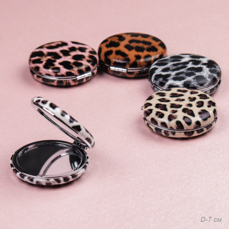 Зеркало карманное 7 см Хит / GT360 /уп 50/300/ кожзам