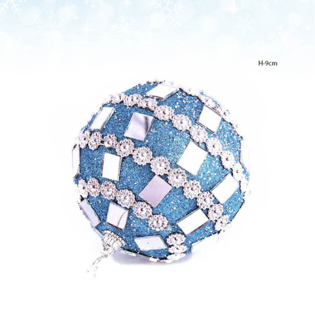 Новогодний шар синий 9 см АКЦИЯ / JX10-624#58 /уп.144/