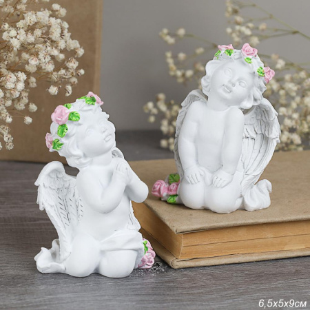 Фигурка Ангел 9 см / L2041 /уп 2/144/розовые цветы