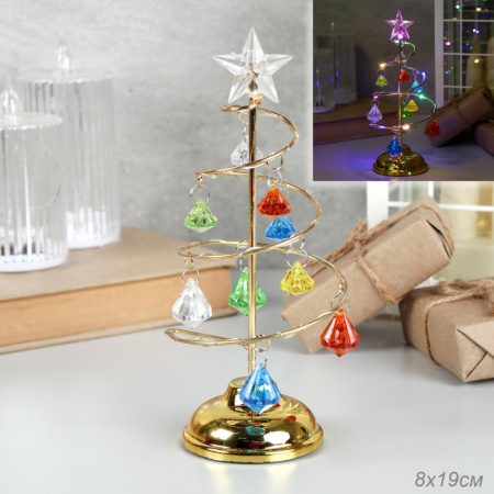 Новогоднее украшение Елка 19 см разноцветная / NG-01/3 /уп 96/Новый год