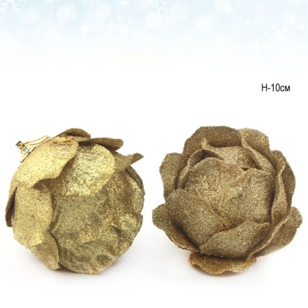 Елочный шар 2 штуки 10 см золотой / CQ1326/10 /уп.120/