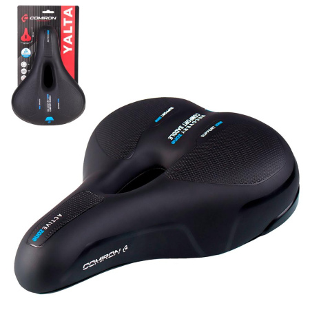 Седло велосипедное комфортное COMIRON YALTA C036 255x190, Технологии: ED, Эластомер, Верх: PU с прес