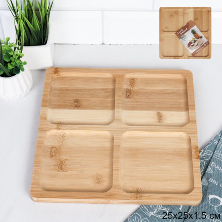 Блюдо сервировочное менажница 25х1,5 см / DW-605 /уп 50/ бамбук