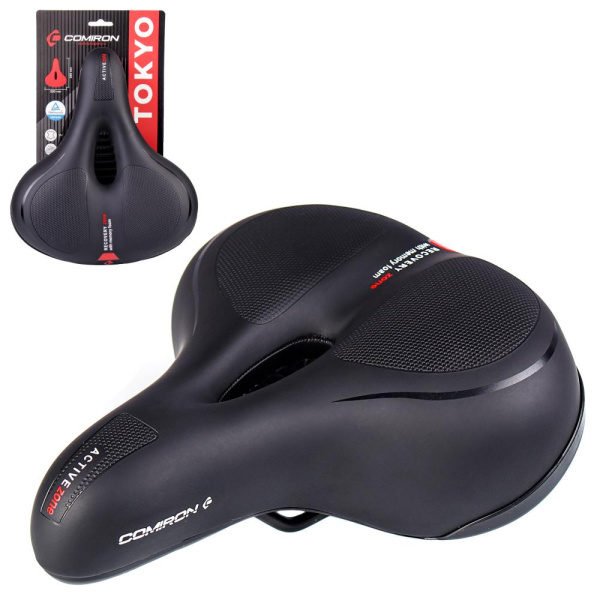Седло велосипедное комфортное COMIRON TOKYO C012 265x220, Технологии: ED, MEMORY FOAM, Верх: PU с пр