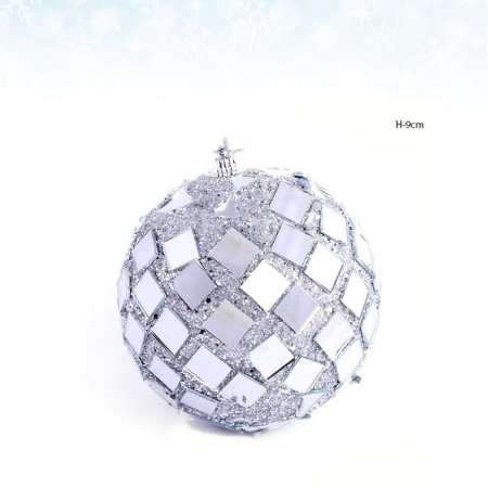 Новогодний шар серебро 9 см АКЦИЯ / JX10-627#46 /уп.144/