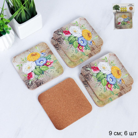 Подставка под горячее набор 9 см 6 штук / N-9 /уп 144/ OPP