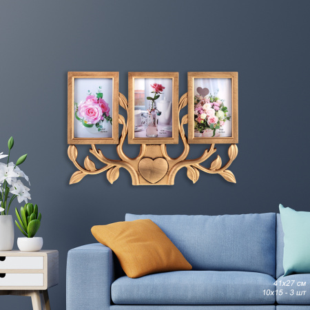 Фоторамка коллаж Дерево 41x27 см / 1951-2 /уп 48/ 3 фото (50)