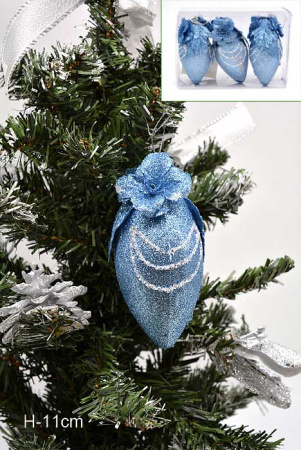 Набор новогодних украшений 3 шт. CQ1317/11 11 см /уп.120/голубой