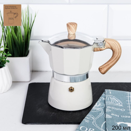 Кофеварка гейзерная 150 мл 3 чашки Белая / DX150-539 /уп 36/