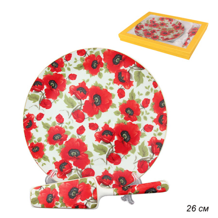 Блюдо для торта 26 см Маки / 180856 /уп / п/у