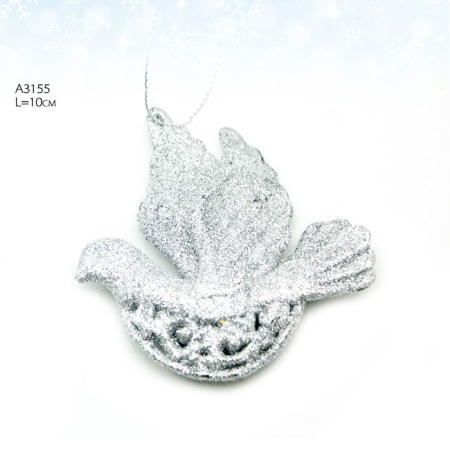 Украшение на елку Птица 10 см белая / A3155 /уп.360/