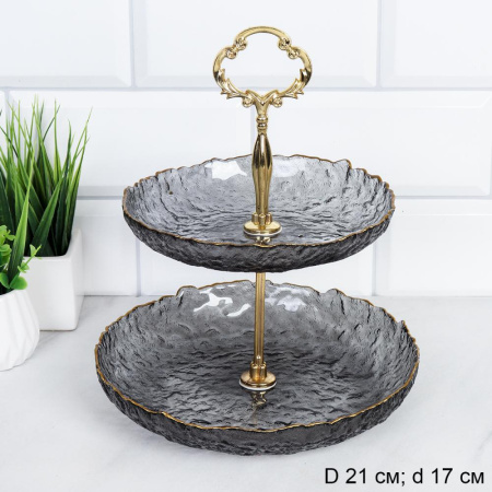 Ваза для фруктов 2-х ярусная / 9079 /уп 3/уп 24/ 20/24 см