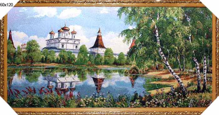 Картина гобелен 60х120 Церковь у озера / К558 /JM317-1G/