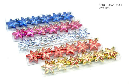 Набор новогодних украшений 6 шт. SH01-06V-034T /уп.320/