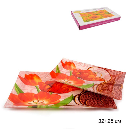 Тарелки прямоугольные 2 предмета 28 и 24 см / 1004-Z358 /уп.12/