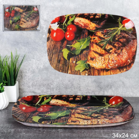 Блюдо прямоугольное глубокое 34х24 см / S445014C-T317W /уп 12/