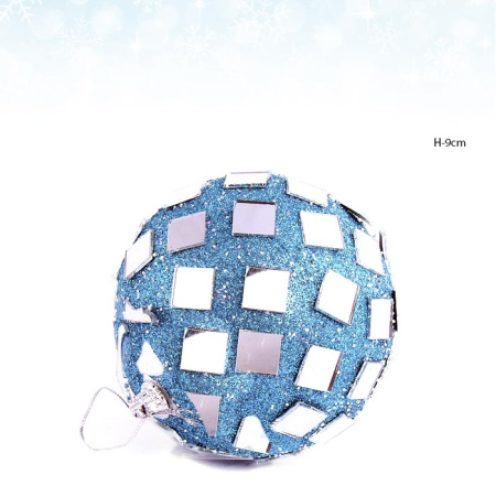 Новогодний шар синий 9 см АКЦИЯ / JX10-627#49 /уп.144/