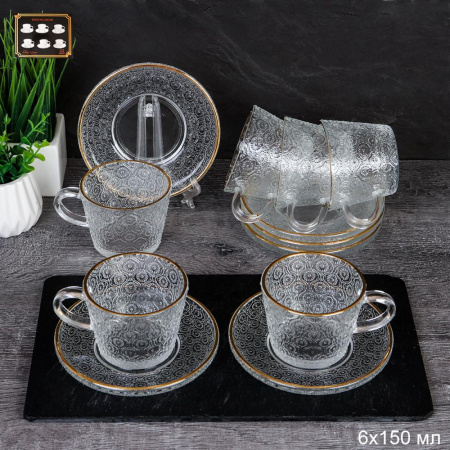 Чайный набор 12 предметов 150 мл / RFV-57 /уп 8/ с золотом
