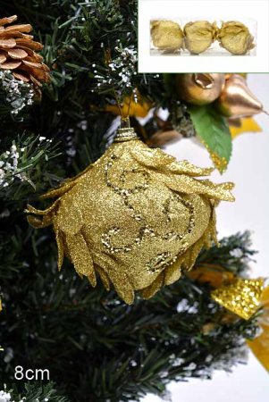 Набор новогодних украшений 3 шт. CQ1334/8 8 см /уп.120/золотой
