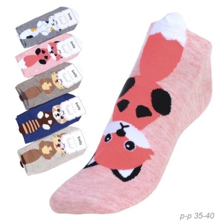 Носки р. 35-40 Зверята короткие / L806 /уп 10/1200/ ОДНА ПАРА/ МАРКА