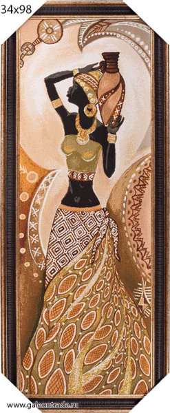 Картина гобелен 34х98 Африканка с кувшином / ZR639-121211/иваново