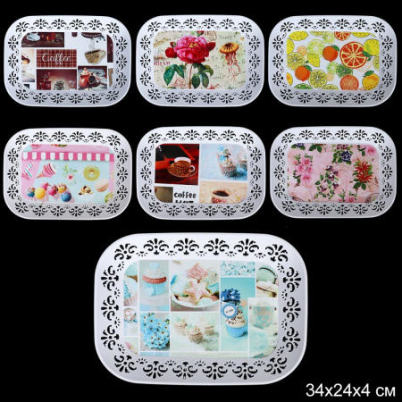 Поднос прямоугольный 34х24х4 см/ HX-425B /уп 100/