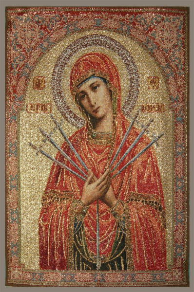 Гобелен полотно 20*30 N017 Богородица семистрельная