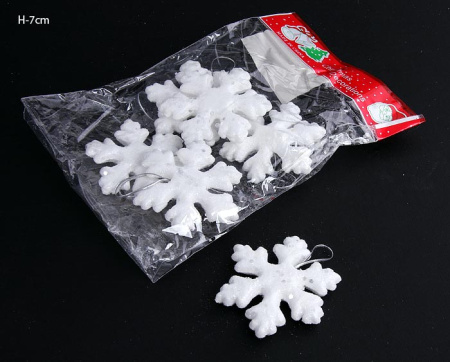 Елочные украшения 6 штук Снежинки / HM1126180 /уп.275/