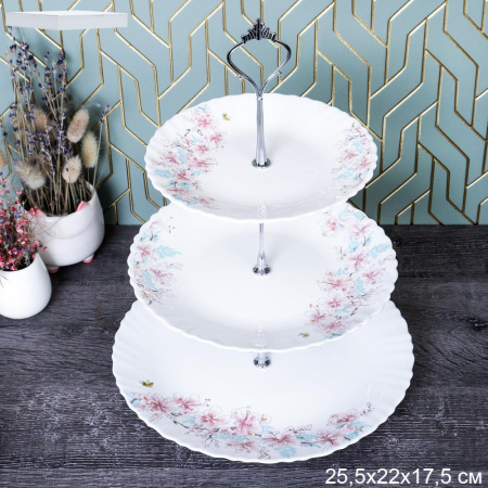 Ваза для фруктов 3-х ярусная / WG-3/LXP70/85/100 (23014) /уп 12/ Нежность АКЦИЯ