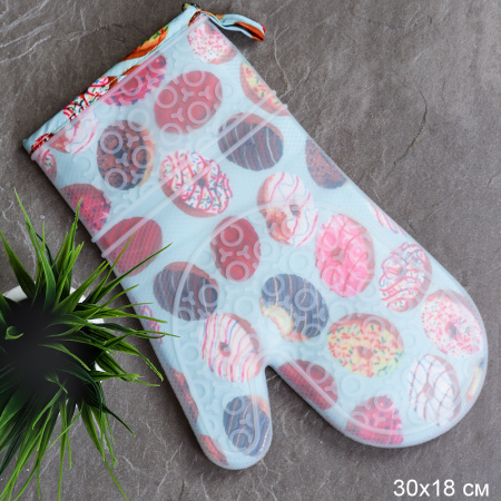 Варежка прихватка силиконовая Пончики / ZC-11 /уп 100/0,165 / АКЦИЯ